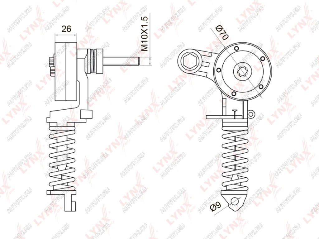 Натяжитель приводного ремня OPEL Astra H (05-),Corsa B (96-00),C (00-06),D (06-) с роликом LYNX pt3034