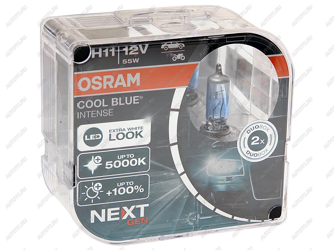 Лампа 12V H11 55W PGJ19-2 +100% 5000K евробокс (2шт.) Cool Blue Intense NextGen OSRAM 64211cbn-hcb