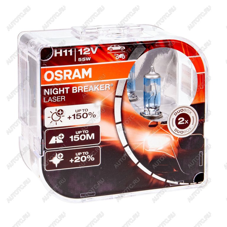 Лампа 12V H11 55W PGJ19-2 +150% 3750K бокс (2шт.) Night Breaker Laser OSRAM 64211nl-hcb