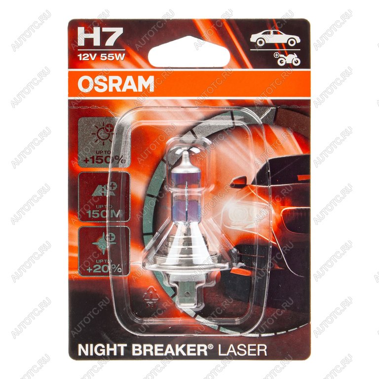 Лампа 12V H7 55W PX26d +150% 3750K блистер (1шт.) Night Breaker Laser OSRAM 64210nl-01b