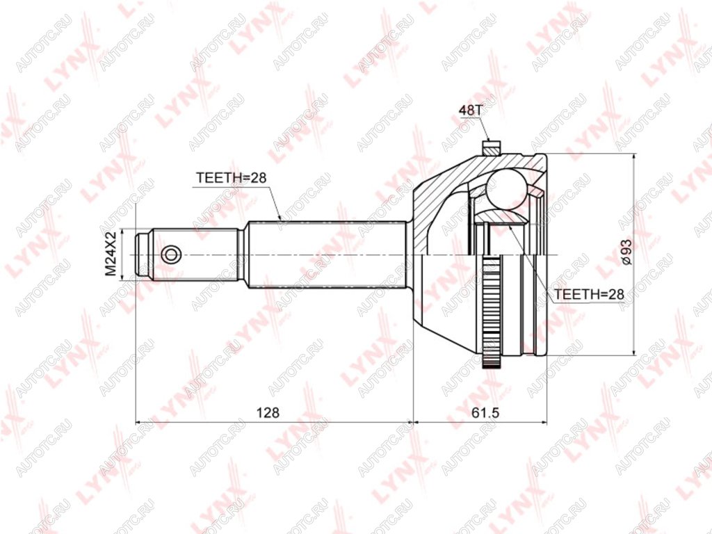 ШРУС наружный FORD Transit (06-) комплект LYNX co3668a