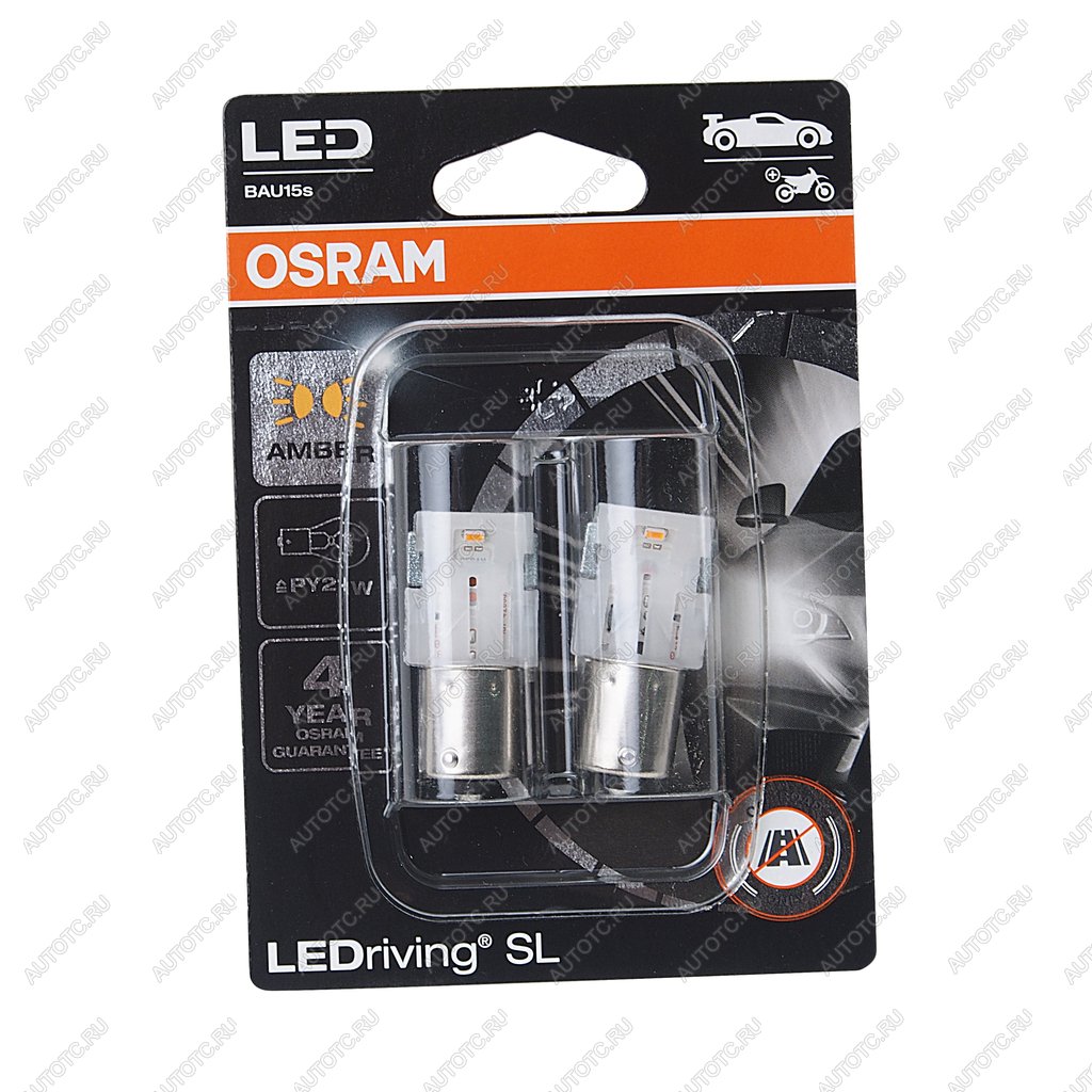 Лампа светодиодная 12V PY21W BAU15s блистер (2шт.) LEDriving SL Yellow OSRAM 7507dyp-02b