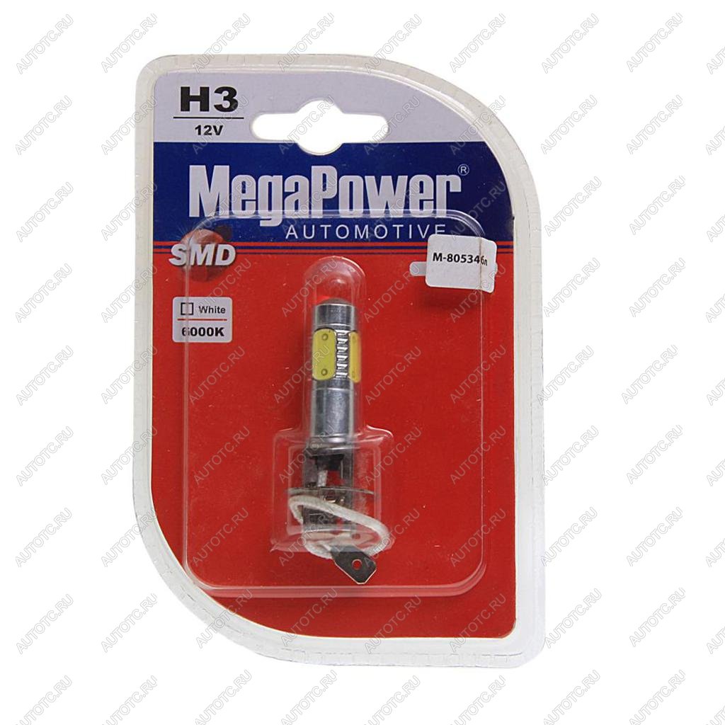 Лампа светодиодная 12V H3 PK22s 6000K 5 светодиодов блистер (1шт.) Mega White MEGAPOWER 80534бл