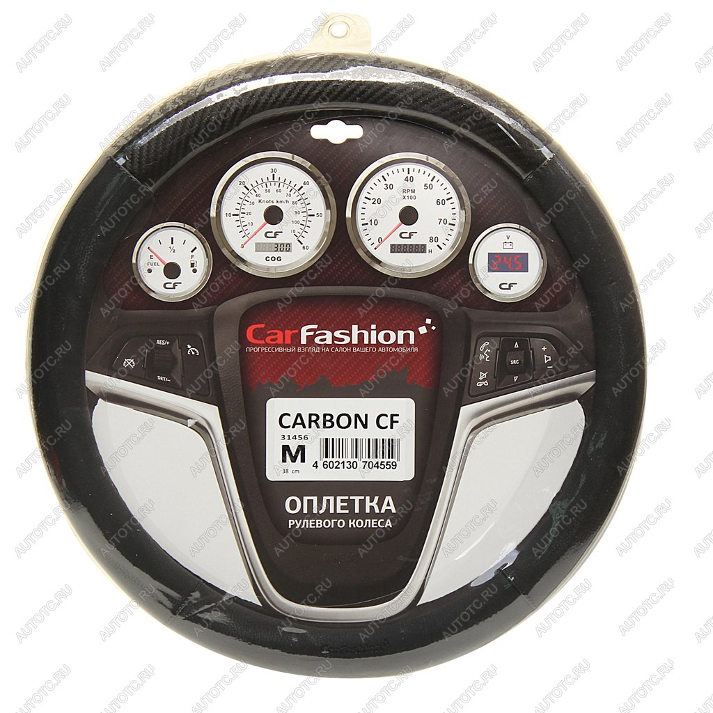 Оплетка руля (М) 37-39см черная экокожа Carbon cf CARFASHION 31456