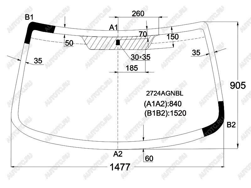 Стекло лобовое Citroen Berlingo 96-12  Peugeot Partner 96-12  Partner Tepee 02-08 2724AGNBL