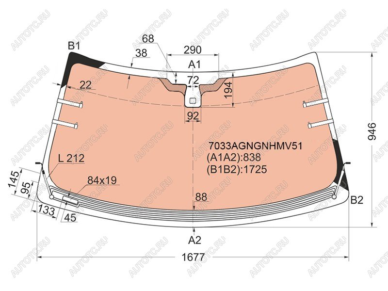 Стекло лобовое (Обогрев полный Датчик дождя) Land Rover Range Rover 05-12 7033AGNGNHMV51