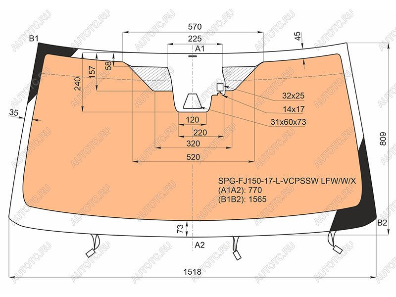 Стекло лобовое (Обогрев щеток Обогрев полный Камера Датчик дождя) Toyota Land Cruiser Prado (J150 SPG-FJ150-17-L-VCPSSW LFW/W/X