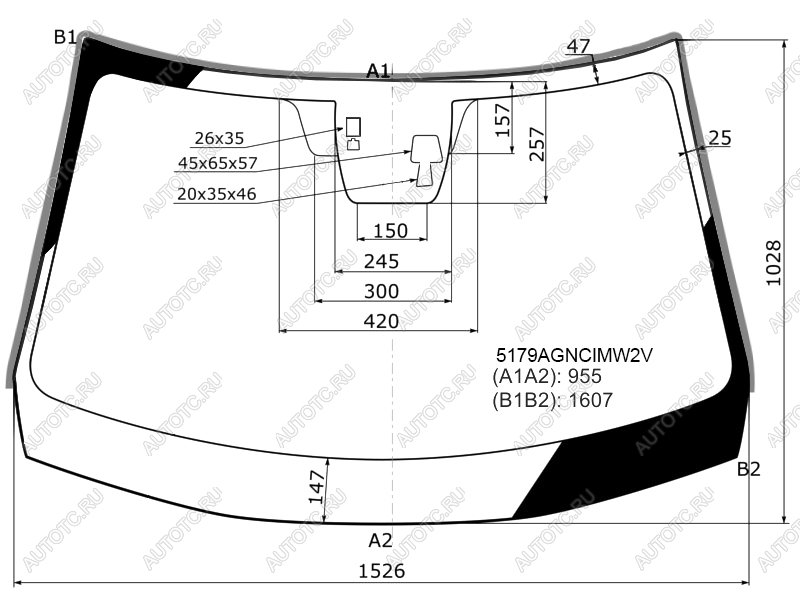 Стекло лобовое (Две камеры Датчик дождя Молдинг) Mazda CX-5 11-15 5179AGNCIMW2V