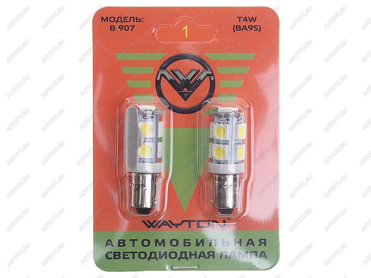 Лампа светодиодная 12V T4W BA9s блистер (2шт.) WAYTON 1109009