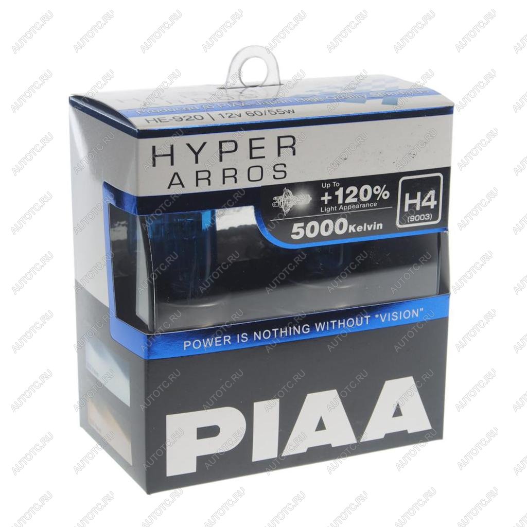 Лампа 12V H4 6055W P43t-38 +120% 5000K бокс (2шт.) Hyper Arros PIAA he-920-h4