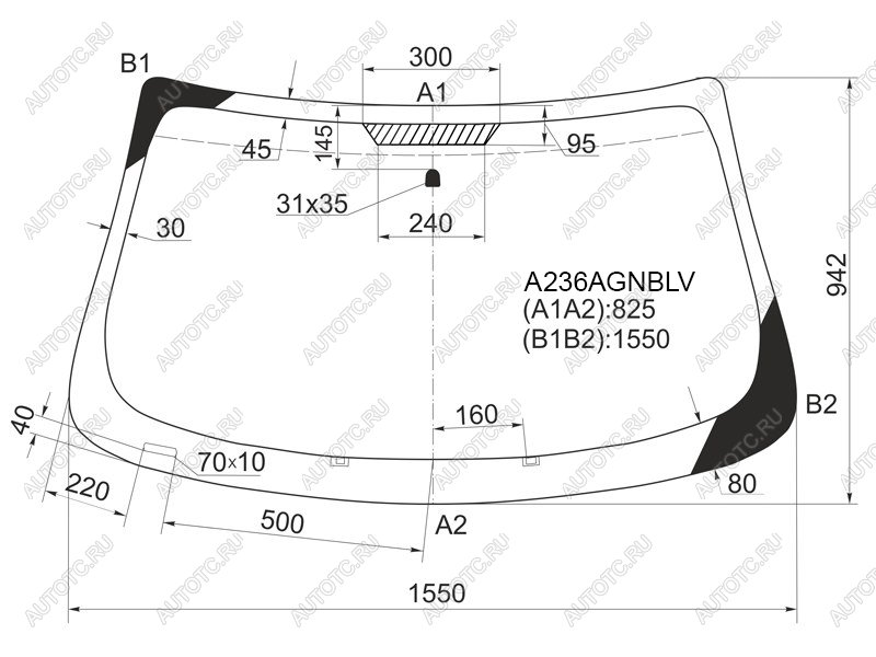 Стекло лобовое Chrysler Sebring 06-10  Dodge Avenger 07-14 A236AGNBLV