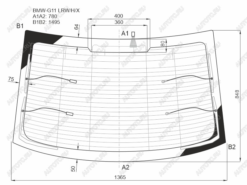 Стекло заднее (Цвет зеленый Триплекс Обогрев Антенна) BMW 7-Series 15-23 BMW-G11 LRW/H/X