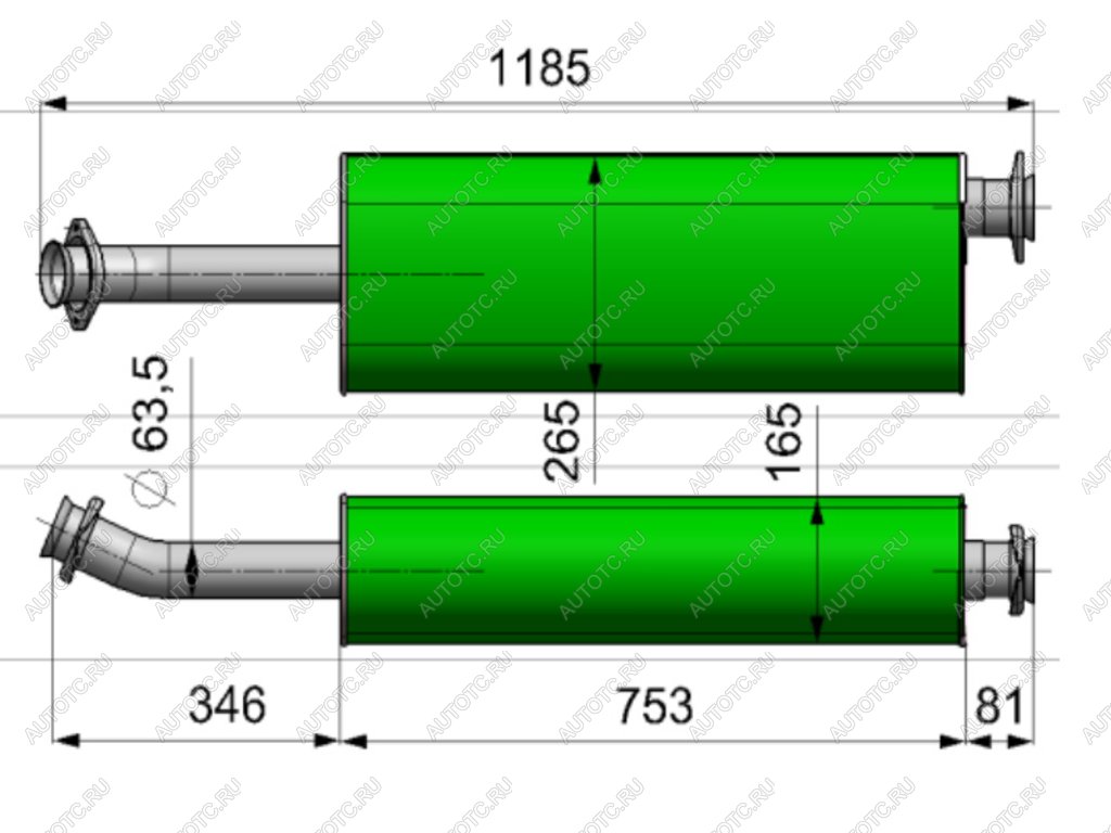 Глушитель ГАЗ-2217,27527 дв.CUMMINS ЕВРО-3 ТЕХКОМ 27527-1201008