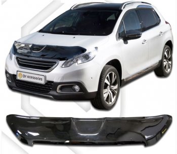 2 349 р. Дефлектор капота CA-Plastic  Peugeot 2008 (2013-2016) (Classic черный, Без надписи). Увеличить фотографию 1