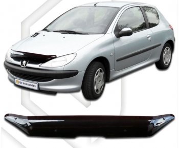 1 989 р. Дефлектор капота CA-Plastiс  Peugeot 206 ( хэтчбэк 5 дв.,  хэтчбэк 3 дв.,  универсал) (1998-2009) (Classic черный, Без надписи). Увеличить фотографию 1