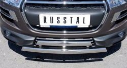 Защита переднего бампера (2 трубыØ75х42 мм, нержавейка) Russtal Peugeot 4008 (2012-2017)