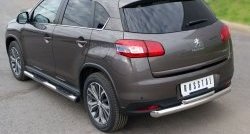 11 299 р. Защита заднего бампера (Ø76 и 42 мм, нержавейка) SLITKOFF  Peugeot 4008 (2012-2017) (с короткой верхней трубой). Увеличить фотографию 4