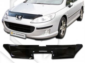 2 169 р. Дефлектор капота CA-Plastic  Peugeot 407 ( седан,  универсал) (2004-2011) (Classic черный, Без надписи). Увеличить фотографию 1