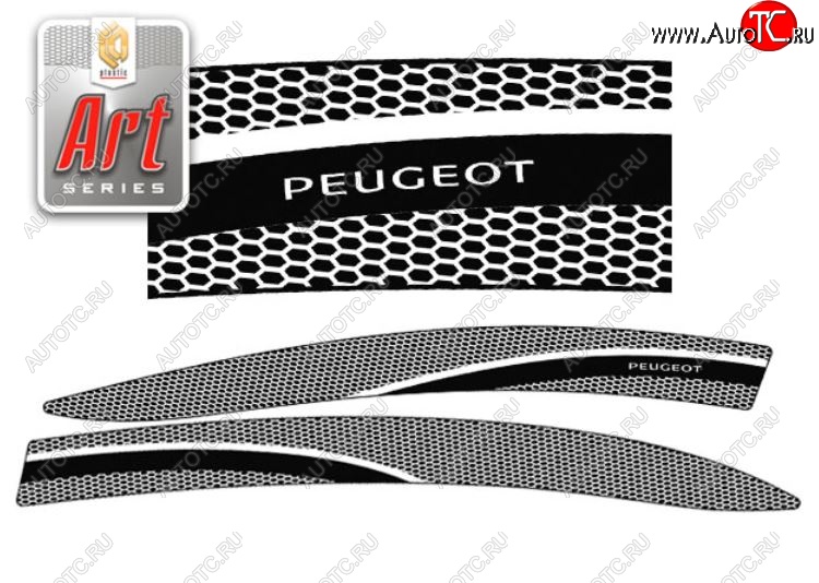 2 349 р. Дефлектора окон CA-Plastic  Peugeot 408 (2010-2017) (Серия Art белая, Без хром.молдинга)