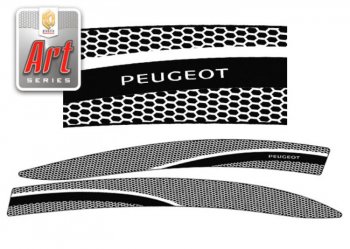 2 349 р. Дефлектора окон CA-Plastic  Peugeot 408 (2010-2017) (Серия Art черная, Без хром.молдинга). Увеличить фотографию 1