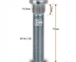 Забивная шпилька 58 мм ступицы Вектор M14 1.5 58 Skoda Octavia Tour A4 1U2 лифтбэк рестайлинг (2000-2010) 