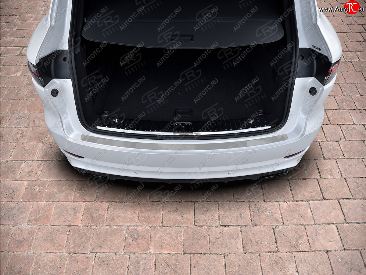 1 179 р. Защитная накладка заднего бампера на Russtal  Porsche Cayenne  PO536 (2018-2024) (Нержавейка полированная)