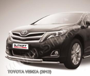 15 799 р. Двойная защита переднего бампера d57 мм Slitkoff  Toyota Venza  GV10 (2012-2016) рестайлинг (нержавейка полированная). Увеличить фотографию 1