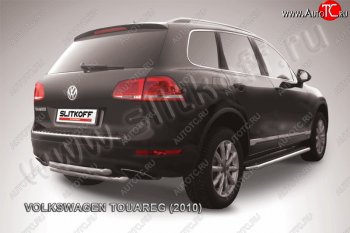 6 999 р. Защита задняя Slitkoff  Volkswagen Touareg  NF (2010-2014) (Цвет: серебристый). Увеличить фотографию 1