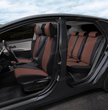 13 999 р. Чехлы сидений (экокожа, 40/60, подлок) Автопилот Ромб  Audi A4  B8 (2007-2015) (черный/темно-коричневый). Увеличить фотографию 7