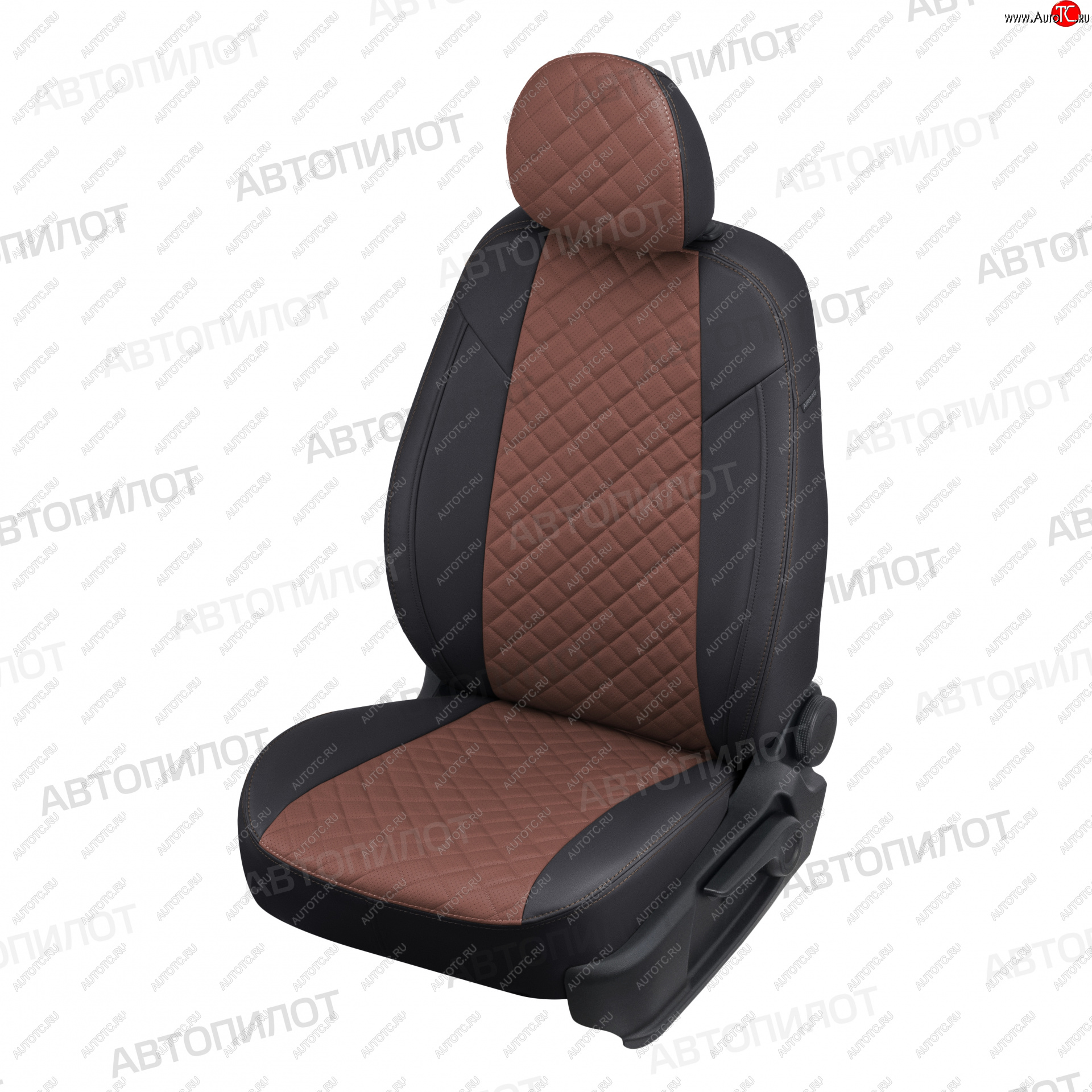 13 999 р. Чехлы сидений (экокожа, 40/60, подлок) Автопилот Ромб  Audi A4  B8 (2007-2015) (черный/темно-коричневый)