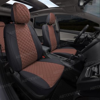 13 999 р. Чехлы сидений (экокожа, 40/60, подлок) Автопилот Ромб  Audi A4  B8 (2007-2015) (черный/темно-коричневый). Увеличить фотографию 6