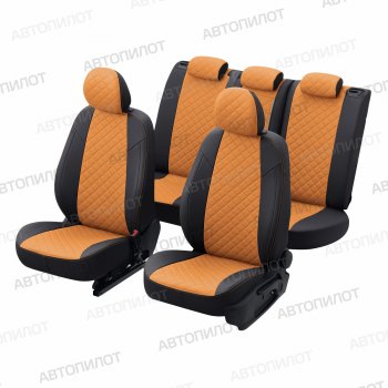 13 999 р. Чехлы сидений (экокожа, 40/60, подлок) Автопилот Ромб  Audi A4  B8 (2007-2015) (черный/оранж). Увеличить фотографию 8