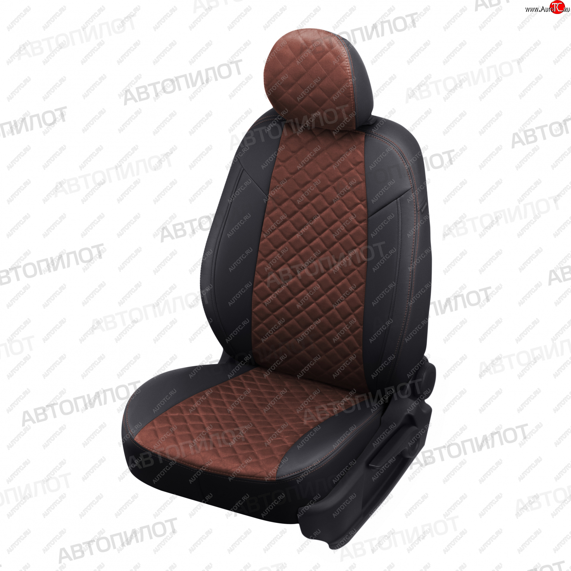 13 999 р. Чехлы сидений (экокожа/алькантара, 40/60) Автопилот Ромб  Audi A6  C6 (2004-2010) (черный/шоколад)