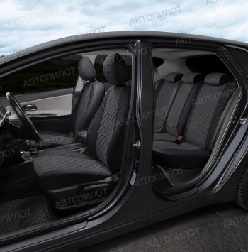 13 999 р. Чехлы сидений (экокожа/алькантара, Sport, без з.подл) Автопилот Ромб  Skoda Rapid ( NH3,  MK2) (2012-2024), Volkswagen Polo  Mk6 (2020-2022) (черный/темно-серый). Увеличить фотографию 7