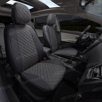 13 999 р. Чехлы сидений (экокожа/алькантара, Sport, без з.подл) Автопилот Ромб  Skoda Rapid ( NH3,  MK2) (2012-2024), Volkswagen Polo  Mk6 (2020-2022) (черный/темно-серый). Увеличить фотографию 8