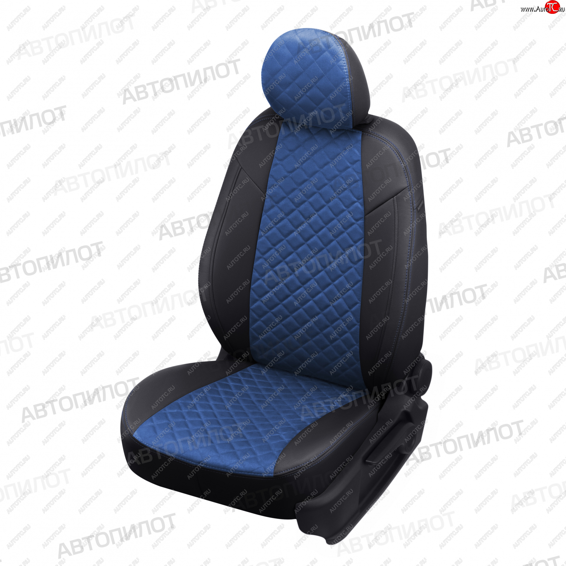13 999 р. Чехлы сидений (экокожа/алькантара, Sport, без з.подл) Автопилот Ромб  Skoda Rapid ( NH3,  MK2) (2012-2024), Volkswagen Polo  Mk6 (2020-2022) (черный/синий)