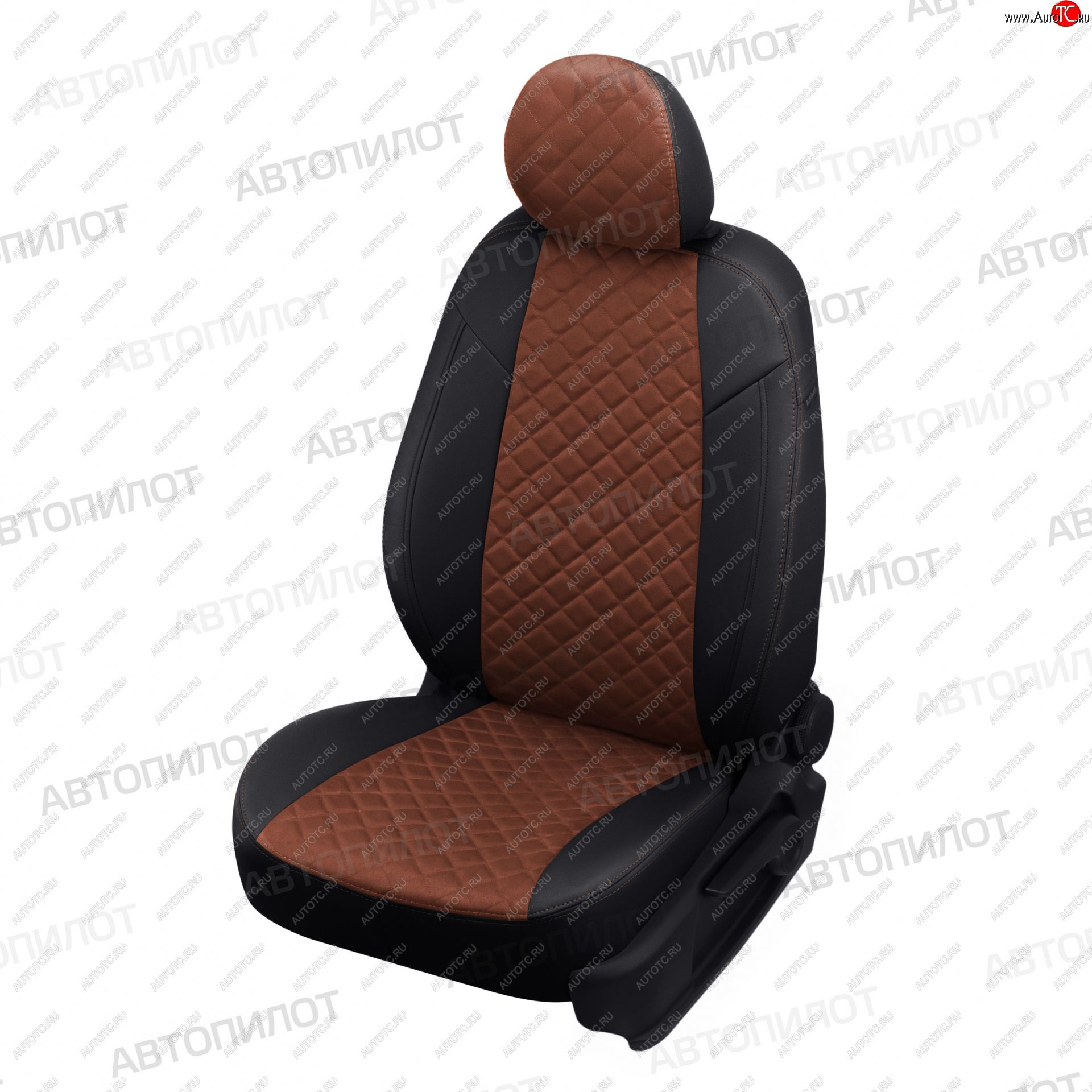 10 699 р. Чехлы сидений (экокожа/алькантара) Автопилот Ромб  BMW 1 серия  F20 (2012-2020) (черный/темно-коричневый)
