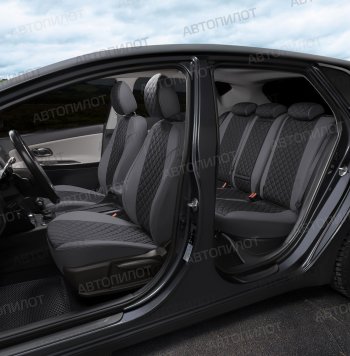 13 999 р. Чехлы сидений (экокожа, сплош.) Автопилот Ромб  BMW 3 серия  E90 (2004-2012) (серый/черный). Увеличить фотографию 5
