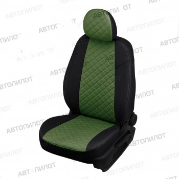 10 699 р. Чехлы сидений (экокожа) Автопилот Ромб Chery QQ6 (2006-2010) (черный/зеленый). Увеличить фотографию 1