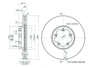 3 289 р. Передний тормозной диск (вентилируемый, 300 мм) SAT Ford Transit цельнометаллический фургон (2006-2014). Увеличить фотографию 1