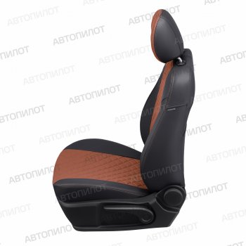 13 999 р. Чехлы сидений (экокожа) Автопилот Ромб  FAW Besturn X80 (2014-2019) (черный/коричневый). Увеличить фотографию 4