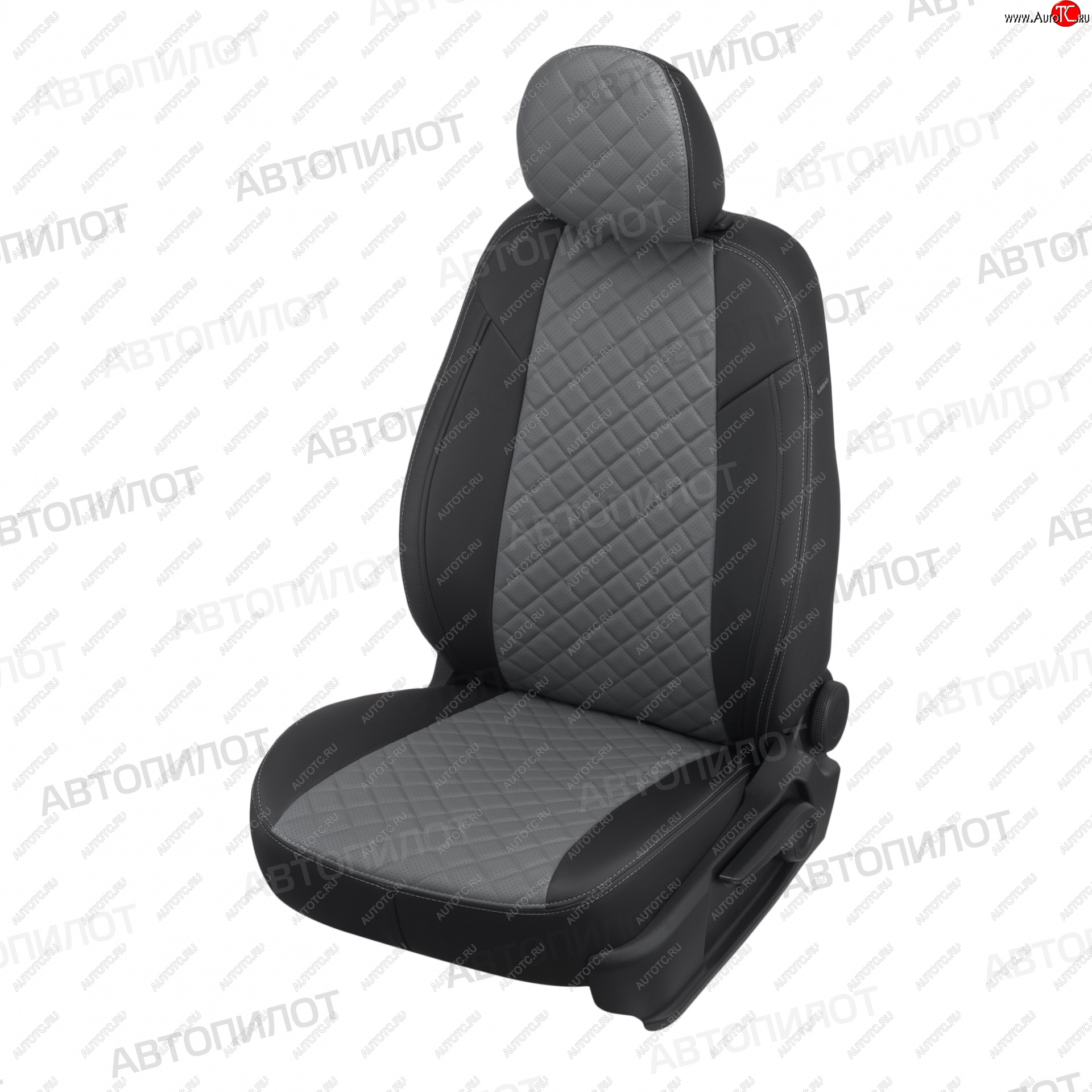 7 799 р. Чехлы сидений (GhiaTitanium, экокожа) Автопилот Ромб  Ford Focus  2 (2004-2011) (черный/серый)