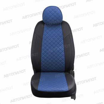 7 799 р. Чехлы сидений (экокожа) Автопилот Ромб  Geely Atlas (2017-2024) (черный/синий). Увеличить фотографию 5