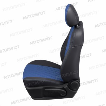 7 799 р. Чехлы сидений (экокожа) Автопилот Ромб  Geely Atlas (2017-2024) (черный/синий). Увеличить фотографию 3