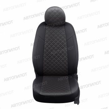 13 999 р. Чехлы сидений (экокожа/алькантара) Автопилот Ромб  Honda Civic  9 (2011-2016) (черный/темно-серый). Увеличить фотографию 2