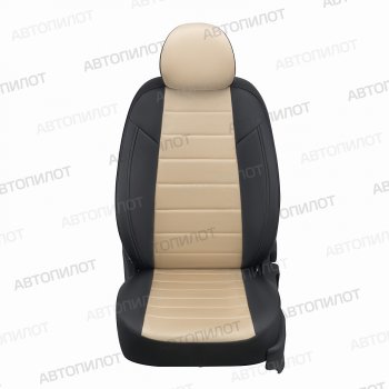 13 449 р. Чехлы сидений (экокожа/алькантара, сплош.) Автопилот  Honda Civic  7 (2000-2006) (черный/бежевый). Увеличить фотографию 1