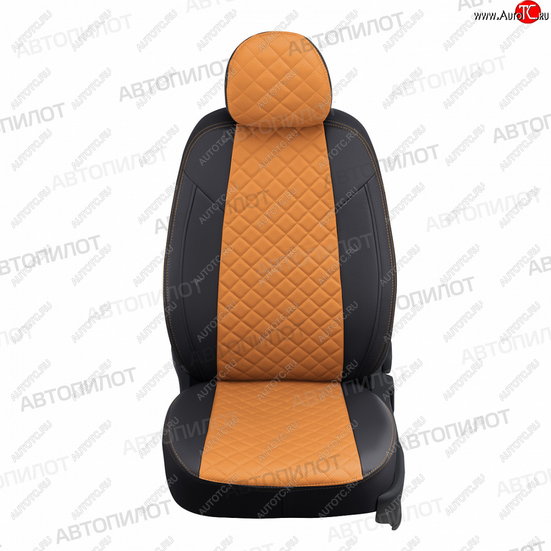 13 999 р. Чехлы сидений (экокожа, сплошное заднее сиденье) Автопилот Ромб  Hyundai Getz  TB (2002-2010) (черный/оранж)