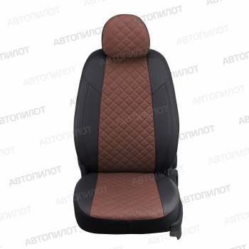 7 799 р. Чехлы сидений (экокожа) Автопилот Ромб  Hyundai Sonata  DN8 (2019-2024) (черный/темно-коричневый). Увеличить фотографию 2