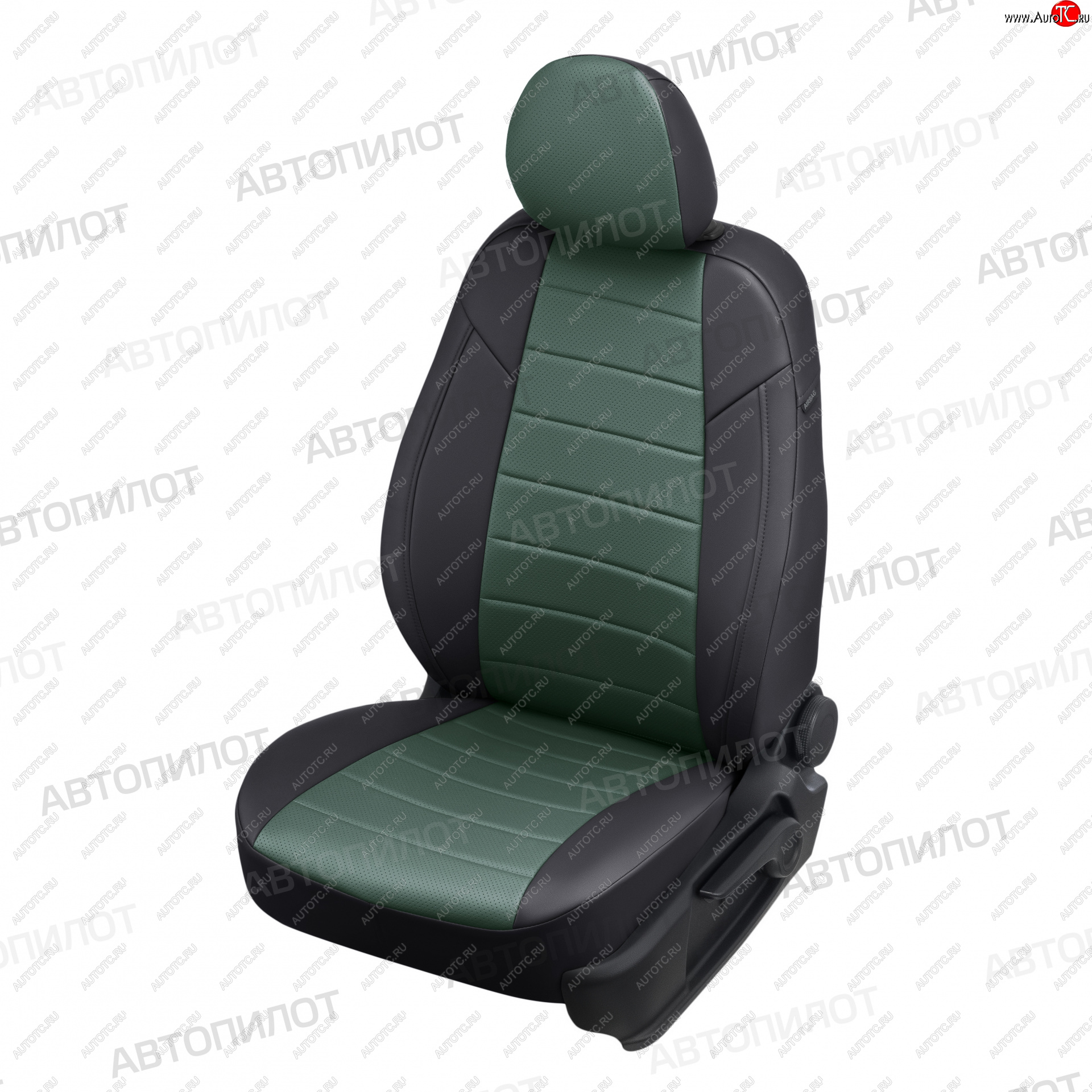 13 449 р. Чехлы сидений (экокожа) Автопилот  KIA Rio  2 JB (2005-2011) (черный/зеленый)