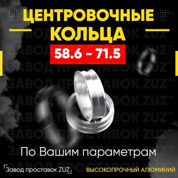 Алюминиевое центровочное кольцо (4 шт) ЗУЗ 58.6 x 71.5 Лада Калина Cross 2194 универсал (2014-2018) 